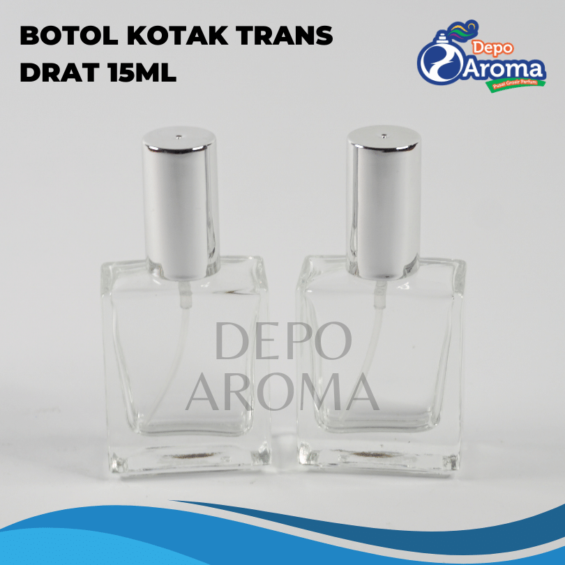 Botol Kotak Trans 15Ml Tutup Silver