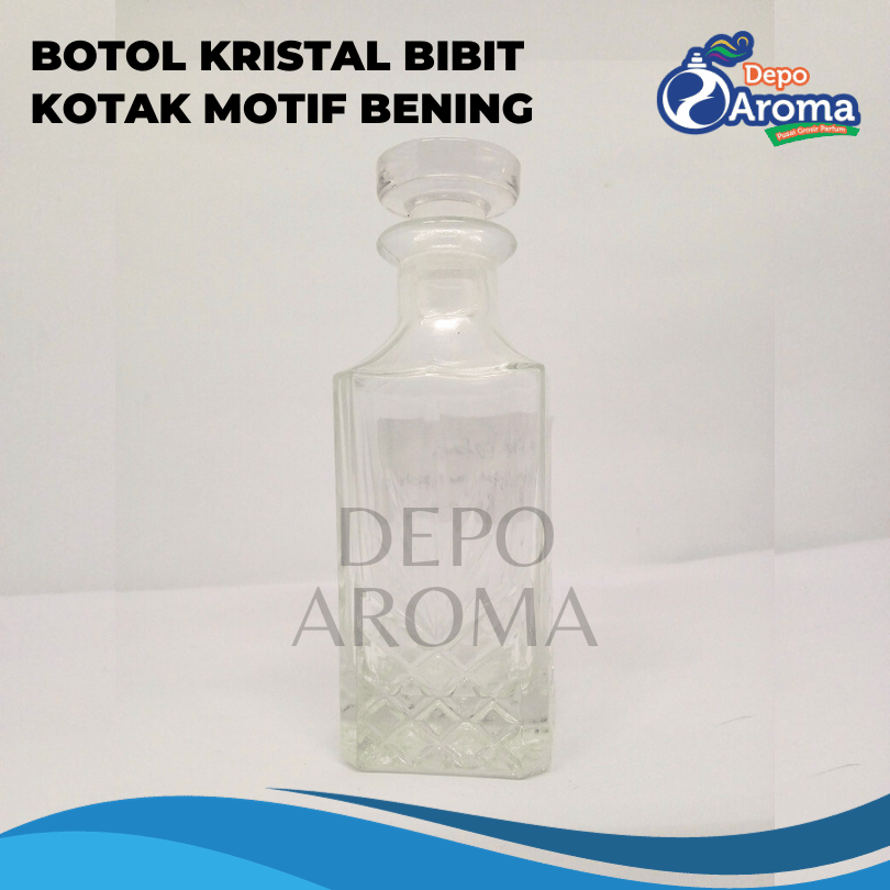 Botol Kristal Bibit Kotak Motif Bening