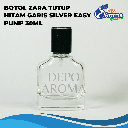 Botol Zara 30ml Easypump Ttp Hitam Garis Silver