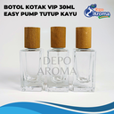 Botol Kotak VIP 30Ml Easy Pump Tutup Kayu