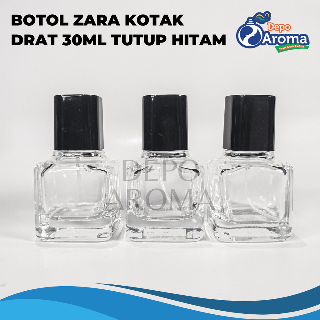 Botol Zara Kotak Drat 30Ml Tutup Hitam