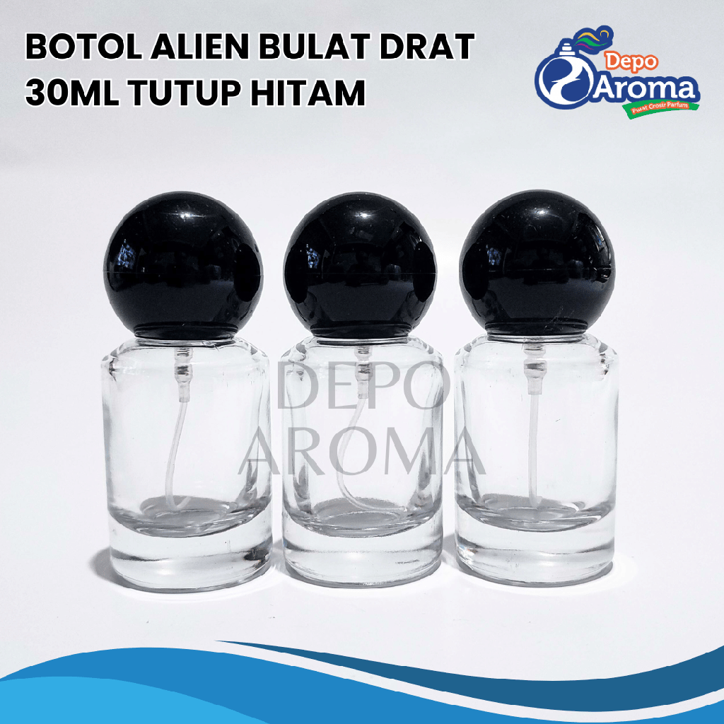 Botol Alien Bulat Drat 30Ml Tutup Hitam