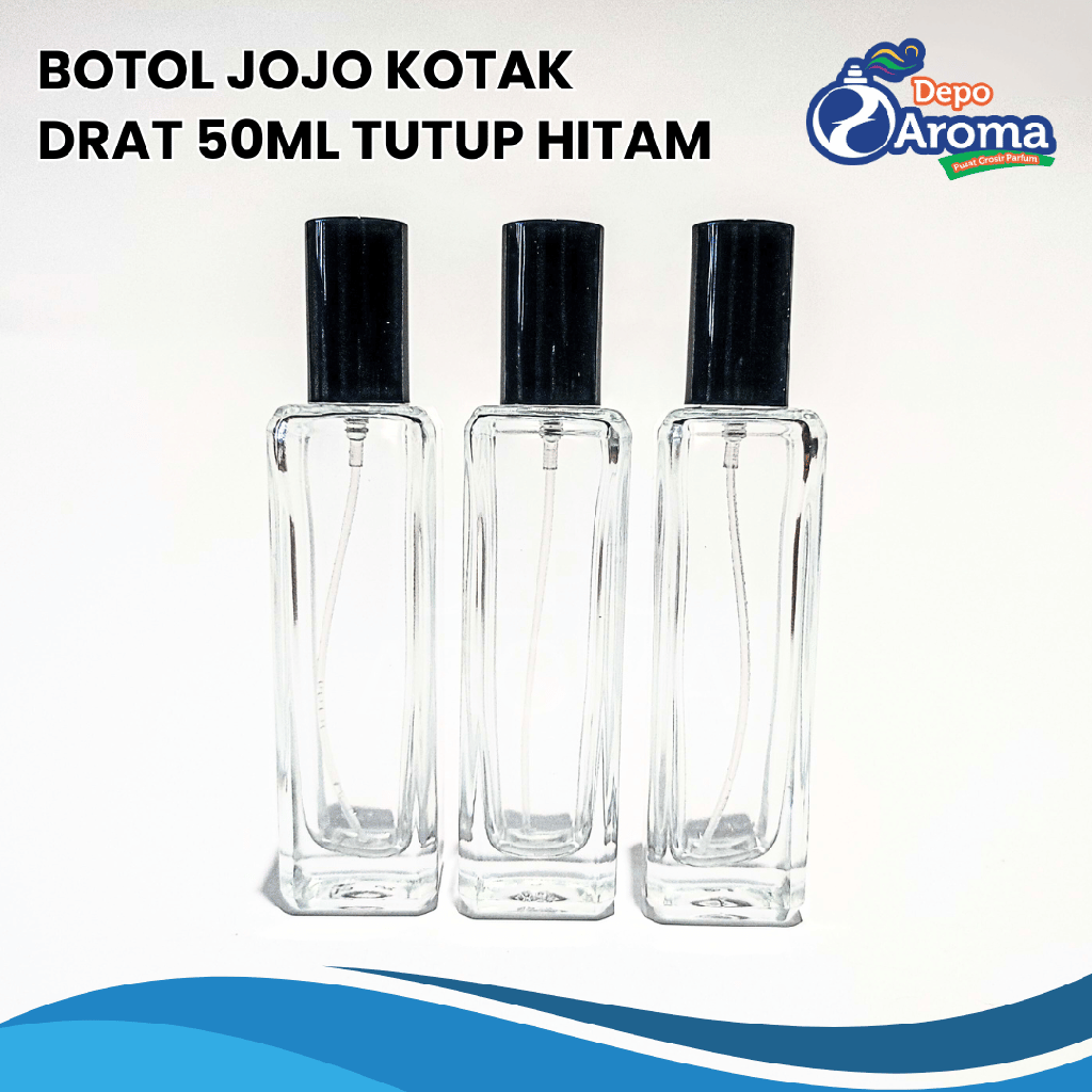 Botol Jojo Kotak Drat 50Ml Tutup Hitam