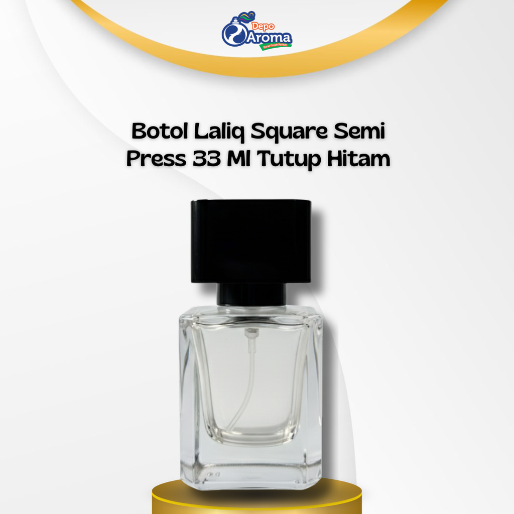 Botol Laliq Square Semi Press 33 Ml Tutup Hitam