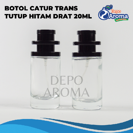[BTLKC00224] Botol Catur Trans 20ml Tutup Hitam