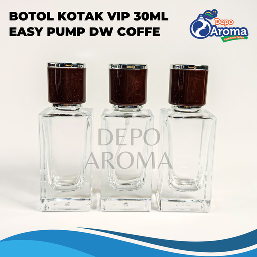 [BTLKC00261] Botol Kotak VIP 30Ml Easy Pump DW Coffe