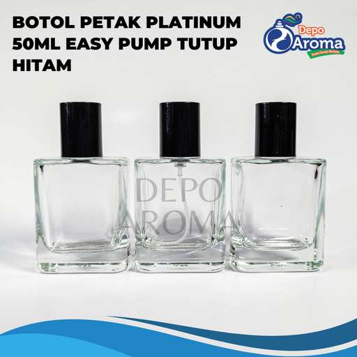 [BTLKC00263] Botol Petak Platinum 50Ml Easy Pump Ttp Hitam