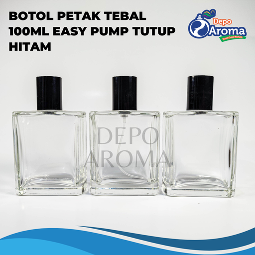 [BTLKC00264] Botol Petak Tebal 100Ml Easy Pump Ttp Hitam