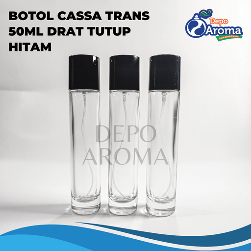 [BTLKC0231] Botol Cassa Trans 50Ml Drat Tutup Hitam