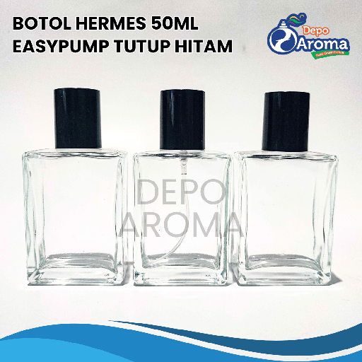 [BTLKC0239] Botol Hermes 50Ml Easypump Tutup Hitam